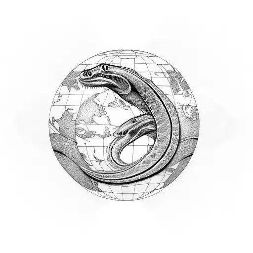 orphic egg snake around globe tattoo design idea