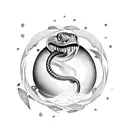 orphic egg snake around globe tattoo design idea