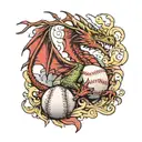 baseball and welsh dragon wrapped tattoo design idea