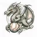 baseball and welsh dragon wrapped tattoo design idea
