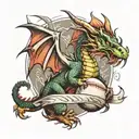 baseball and welsh dragon wrapped tattoo design idea