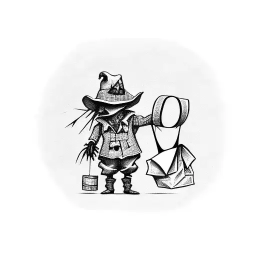 Scarecrow holding a bag of money tattoo design idea