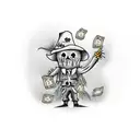Scarecrow holding a bag of money tattoo design idea