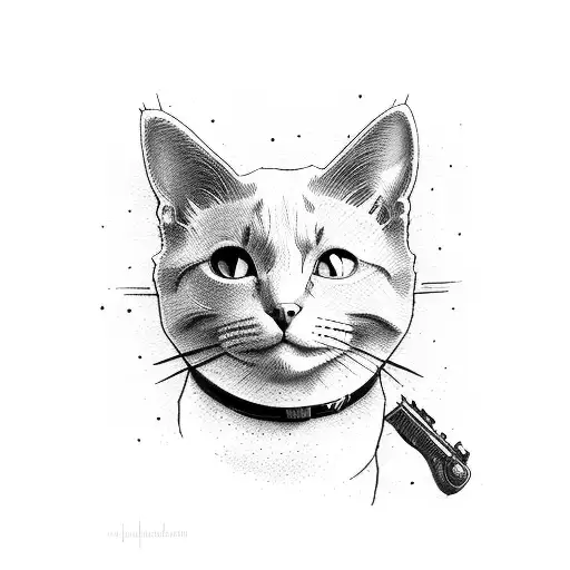 cat with rifle tattoo design idea