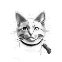 cat with rifle tattoo design idea