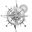 compass with sun and moon tattoo design idea