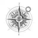compass with sun and moon tattoo design idea