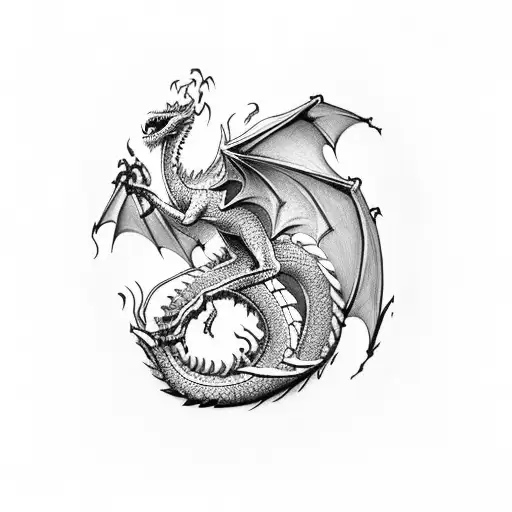 A dragon holding the number 23 in its claws tattoo design idea