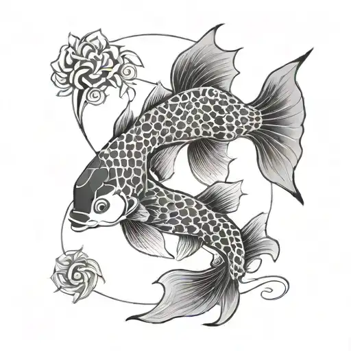 Yin and Yang in the form of 2 symmetrical koi fish  tattoo design idea