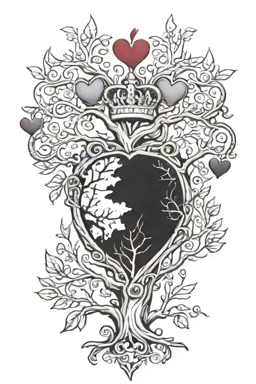 ColorInfused Black and Grey "Tree, Heart, Crown, A Symbol That