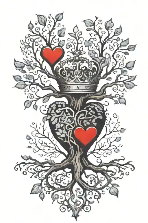ColorInfused Black and Grey "Tree, Heart, Crown, A Symbol That