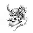 Viking with Roses tattoo design idea