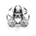 Viking with Roses tattoo design idea