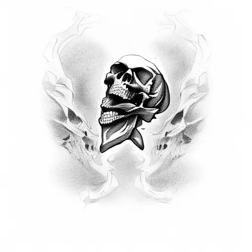 skull side profile  tattoo design idea