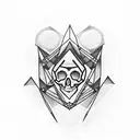 skull with geometric lines around tattoo design idea