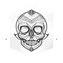 skull with geometric lines around tattoo design idea