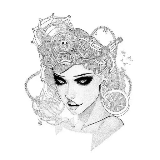 sexy girl chained on bellsouth tattoo design idea