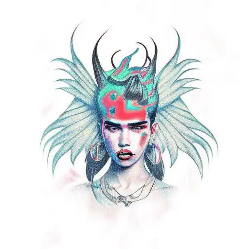 dua lipa demon tattoo design idea