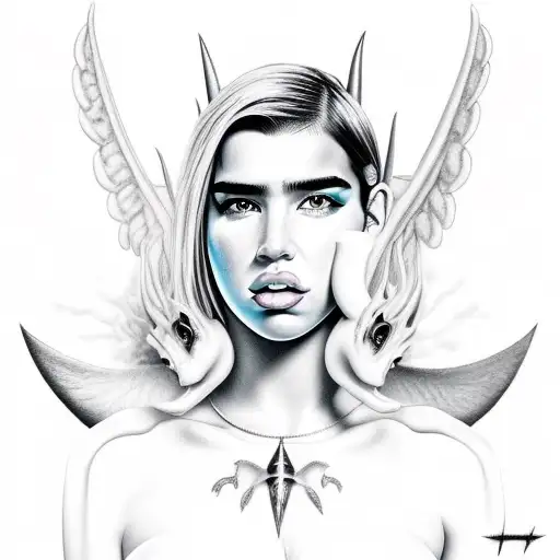 dua lipa demon tattoo design idea