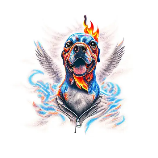  bird dog on fire tattoo design idea