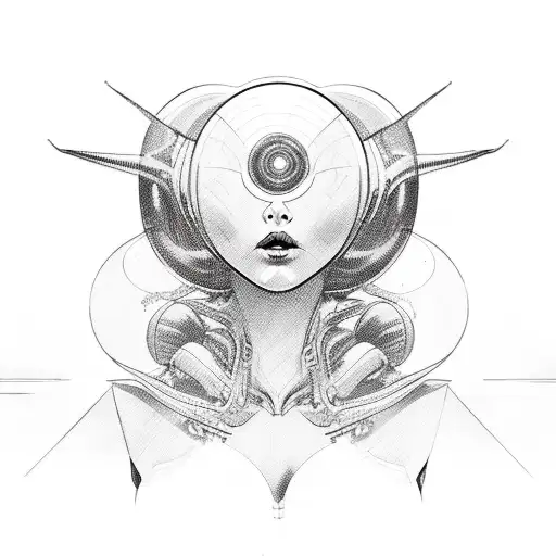 sexy alien babe tattoo design idea