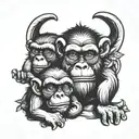 three wise monkeys tattoo design idea