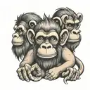 three wise monkeys tattoo design idea