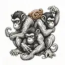 three wise monkeys tattoo design idea