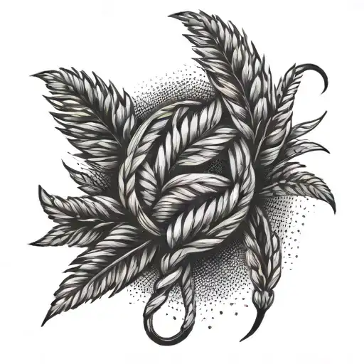 a wheat and braided hair and GANDOM name written tattoo design idea