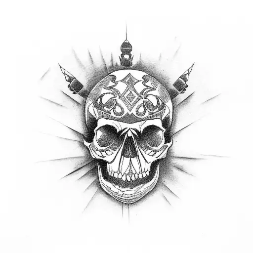 drum set skulls  tattoo design idea
