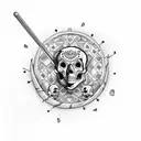 drum set skulls  tattoo design idea