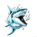 angry shark blue eyes tattoo design idea