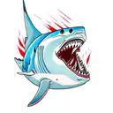 angry shark blue eyes tattoo design idea