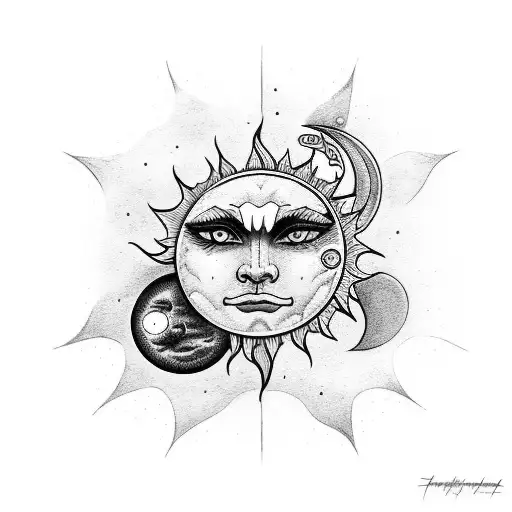 Sun and Moon tattoo design idea