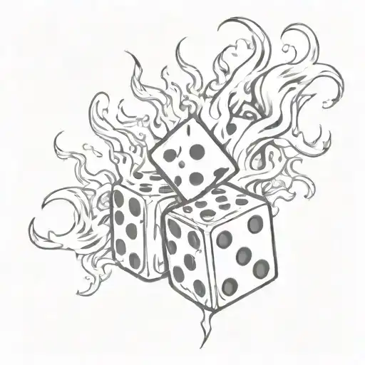 flames and dice tattoo design idea