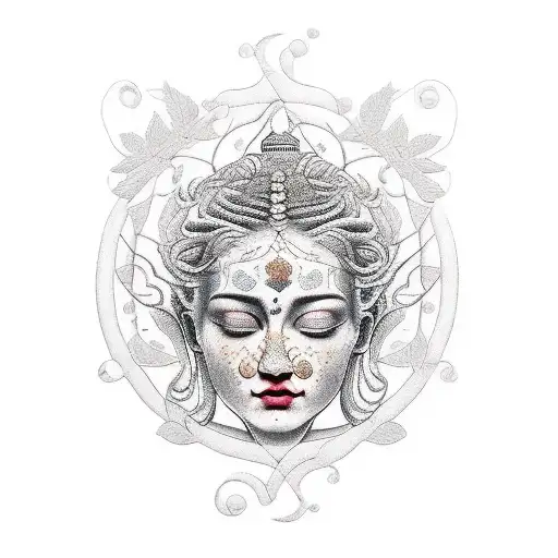 buda con hojas de otoño tattoo design idea