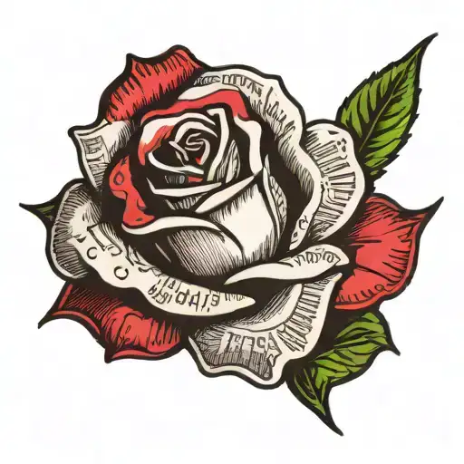 a tattoo of a open rose made out of 100 dollar bills tattoo design idea