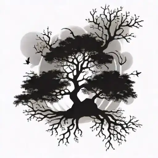 A tree of life with branches reaching up towards the heavens, symbolizing the connection between God and nature tattoo design idea