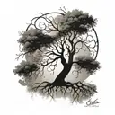 A tree of life with branches reaching up towards the heavens, symbolizing the connection between God and nature tattoo design idea