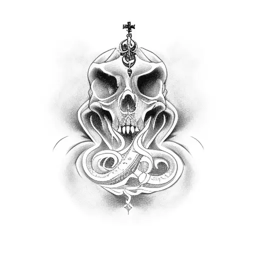 coroa de jesus cristo dark com uma serpente enrolada nela tattoo design idea