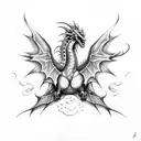 Dragon with wings along the spine tattoo design idea