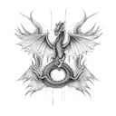 Dragon with wings along the spine tattoo design idea