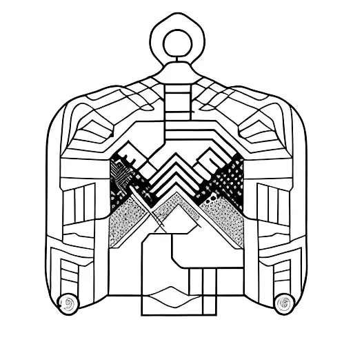 Snowboarding on a mountain made of circuit boards tattoo design idea