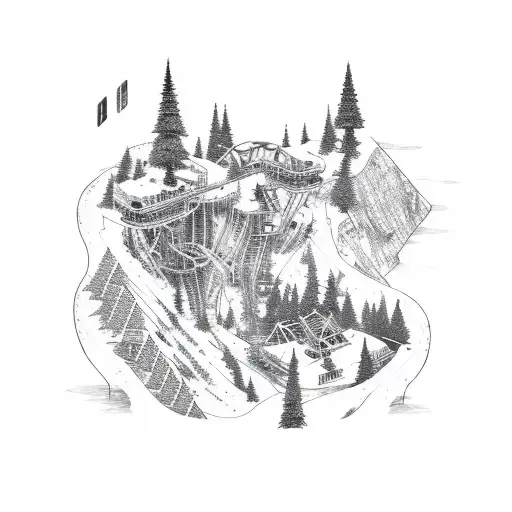 Snowboarding on a mountain made of circuit boards tattoo design idea