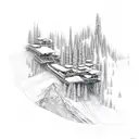 Snowboarding on a mountain made of circuit boards tattoo design idea