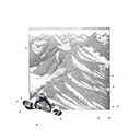 Snowboarding on a mountain made of circuit boards tattoo design idea