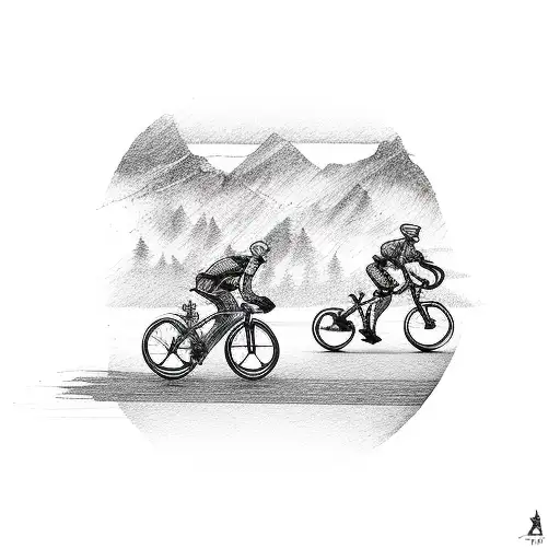 road bike and runner and road tattoo design idea