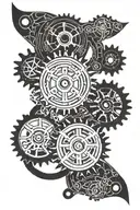 A geometric pattern incorporating bicycle gears and chain links tattoo design idea