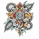Aztec flowers intertwined tattoo design idea