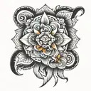 Aztec flowers intertwined tattoo design idea